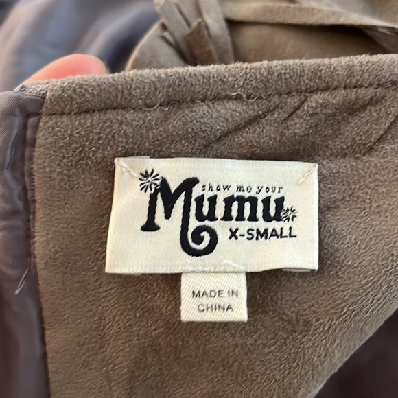 Show Me Your Mumu Gray Faux Suede Rancho Fringe Skirt XS - Picture 8 of 8